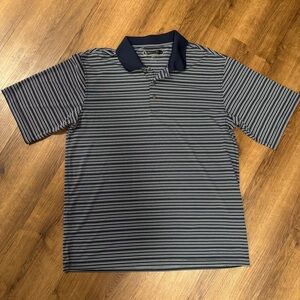 EUC - Pebble Beach - Navy Striped Golf Cotton Blend Polo